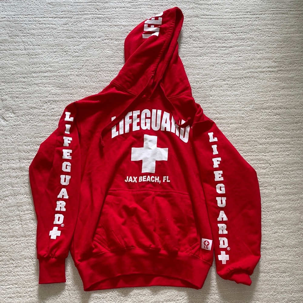 Red Lifeguard Hoodie: Jax Beach, FL